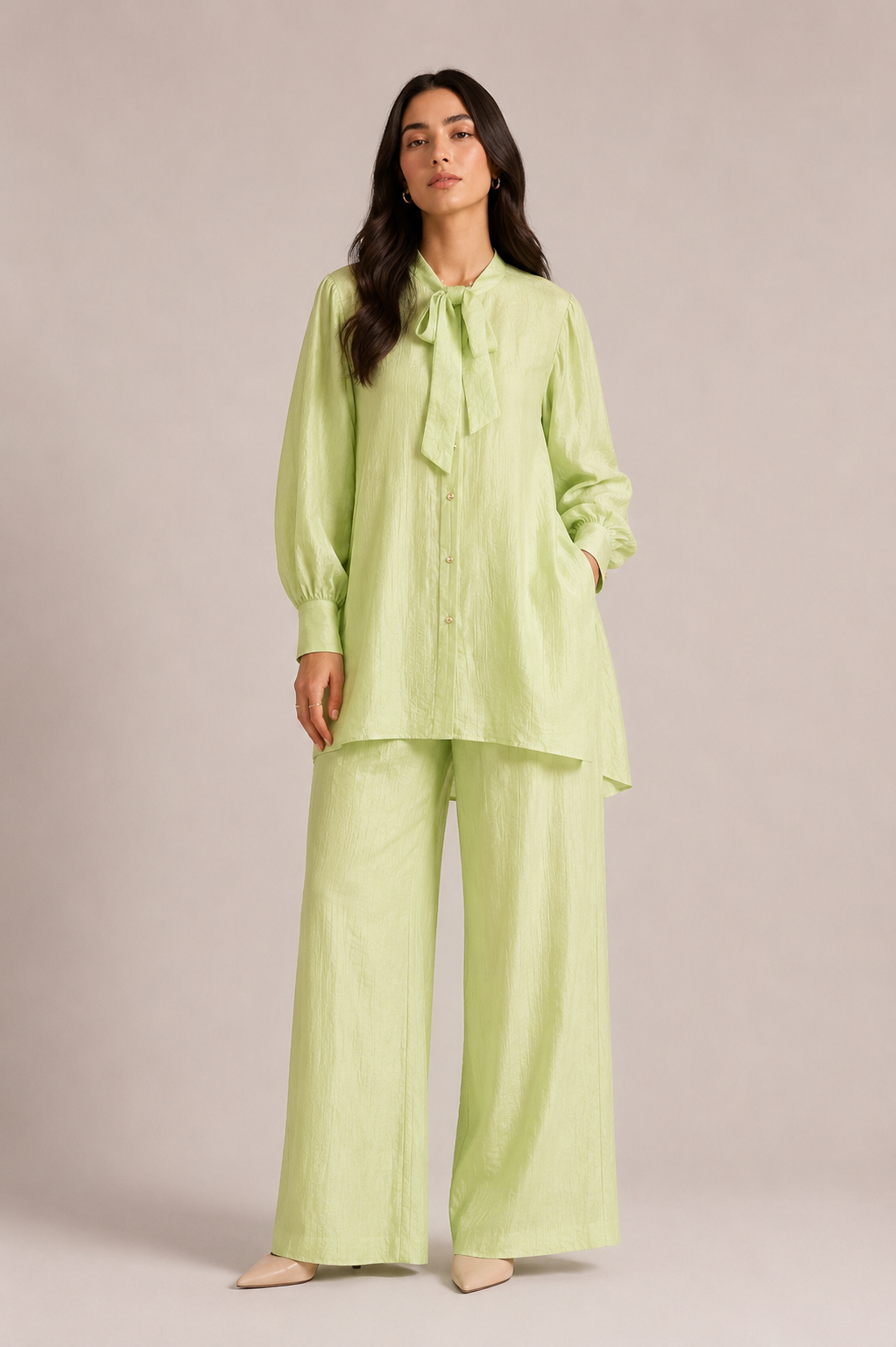 Loose fit stretch cotton twill shirt